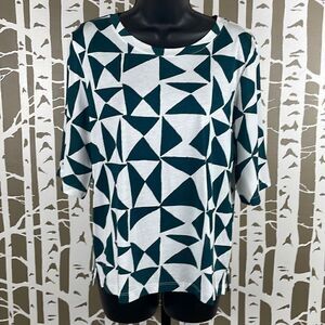 Ann Taylor LOFT Geometric Print Chiffon Sleeve T-Shirt M NEW
